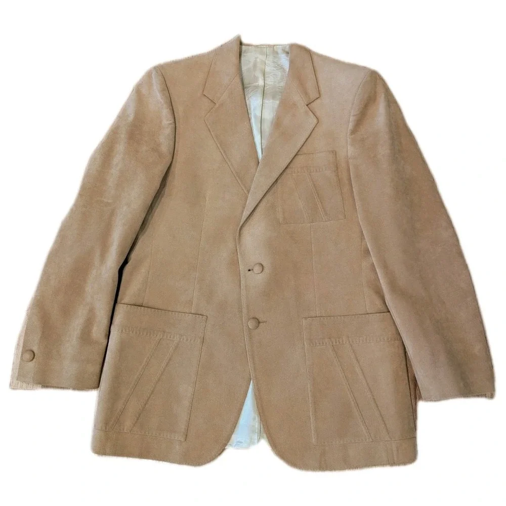 Vtg 70s LeBaron UltraSuede Sport Coat Blazer 40 ACWA Union Made Golden Beau